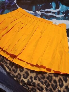 Pleated Mini Skort - Bright Orange